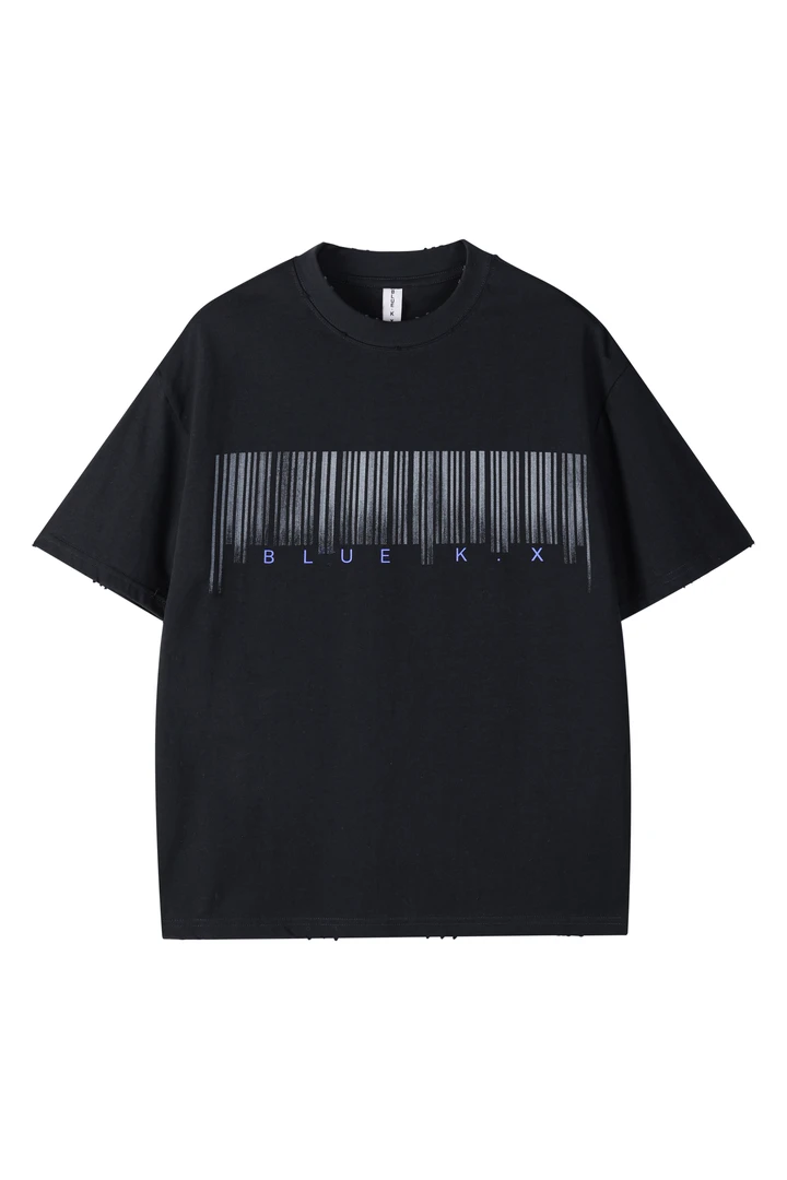 【正品高订】BLUE K.X渐变条形码logo印花短袖T恤