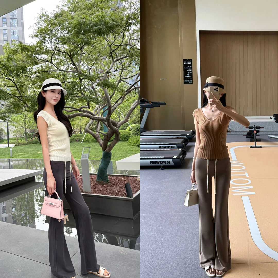 【小仙定制】夏日铜氨神裤冰凉舒适显瘦垂感抽绳微喇裤阔腿长裤外穿