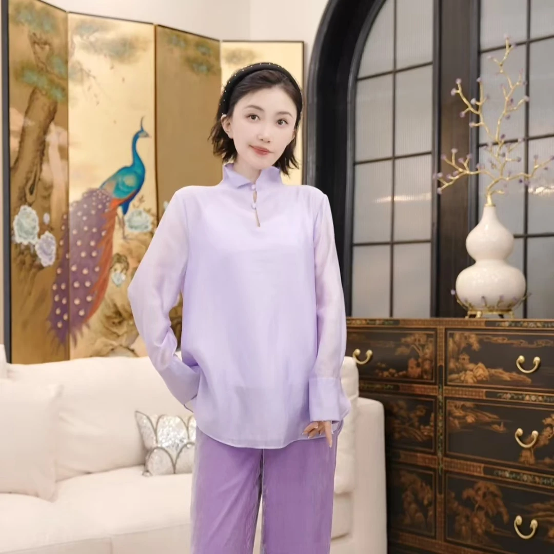 Betty Bairn【如黛清欢-紫】高端系列刺绣高领上衣25B-BW8885