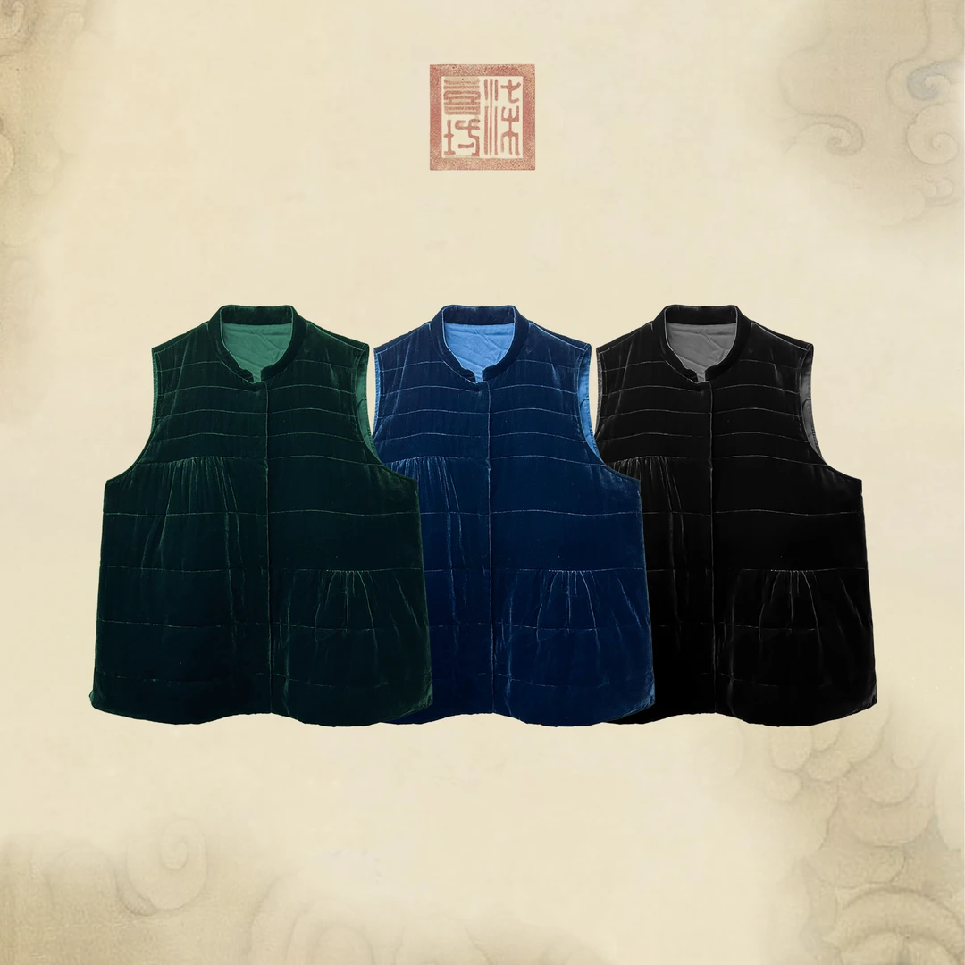 lanshe｜【延禧】法式高定丝绒棉衣桑蚕丝丝绒棉马甲