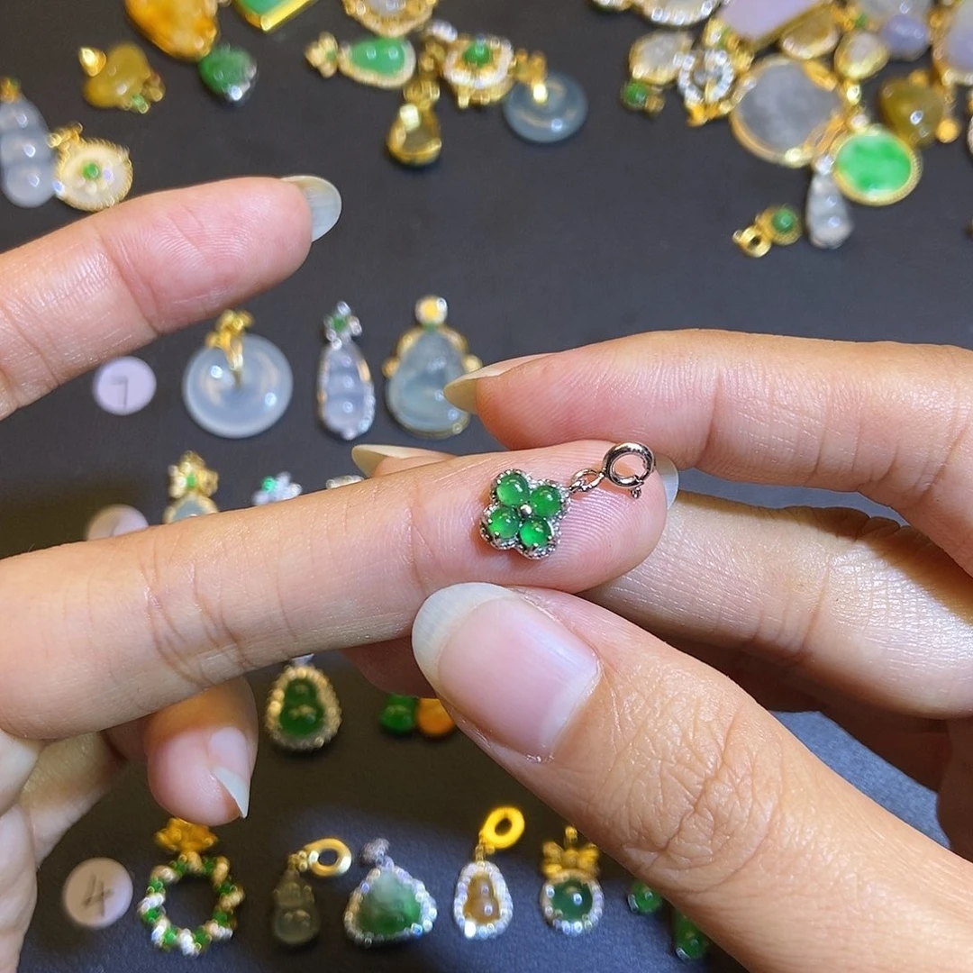 翡翠银S925镶嵌吊坠(不含链)