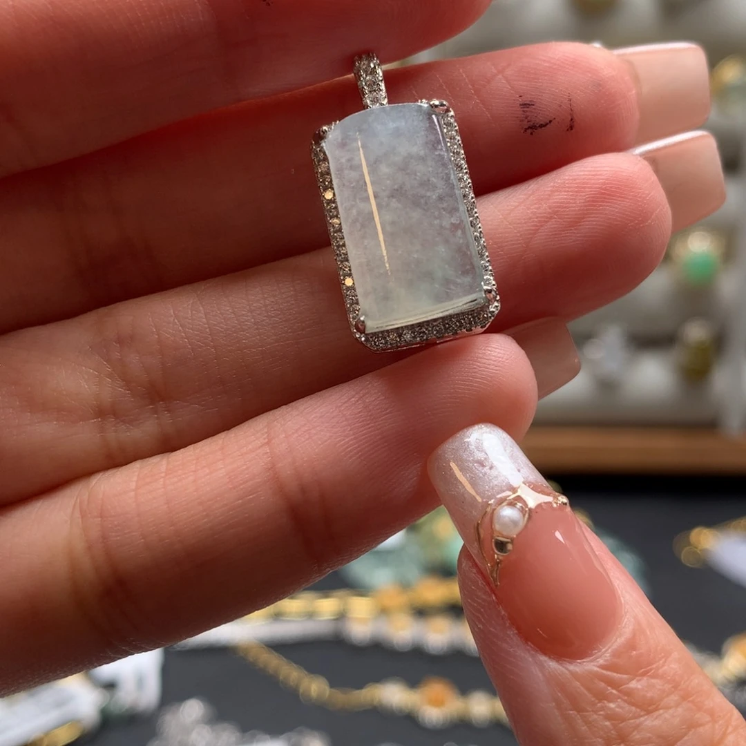 银S925镶嵌戒指翡翠吊坠