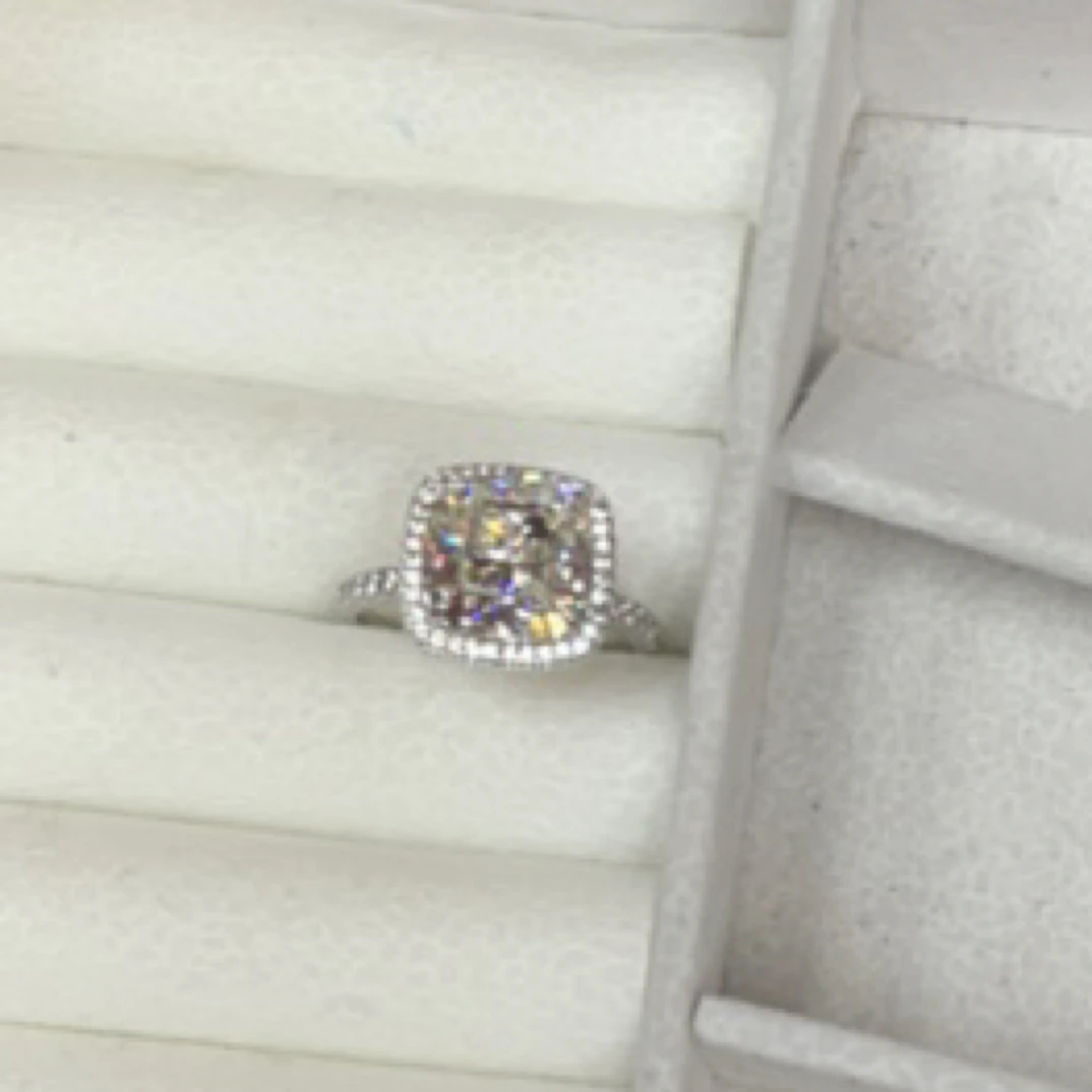 铜合金亚克力戒指 23155 镶嵌大方糖戒指 银色底