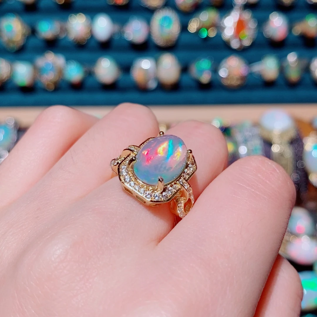 欧泊银S925镶嵌欧泊戒指