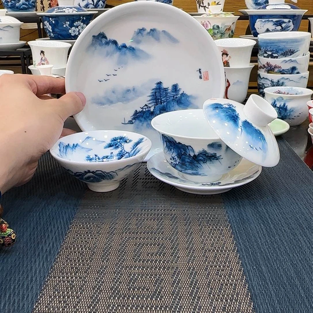 吴氏品雅江南水乡壶承➕盖碗三才➕大斗笠杯