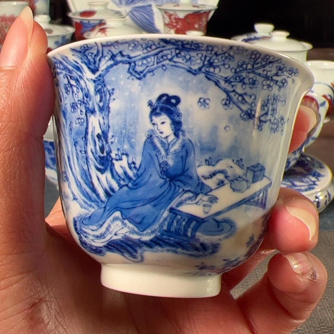 杯M*a原矿青花釉里红瓷器