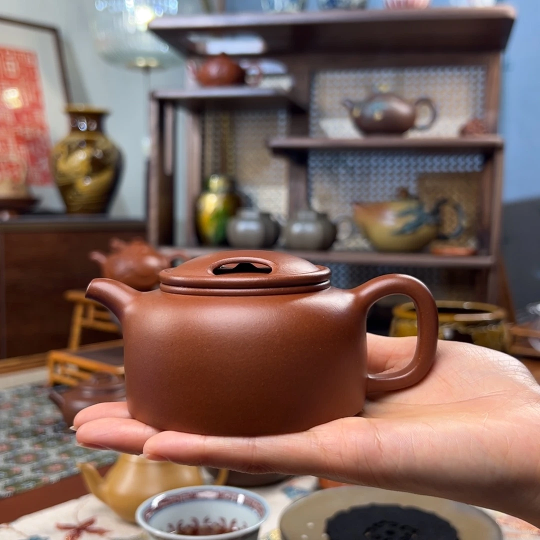 茶壶紫砂红皮龙牛盖莲子