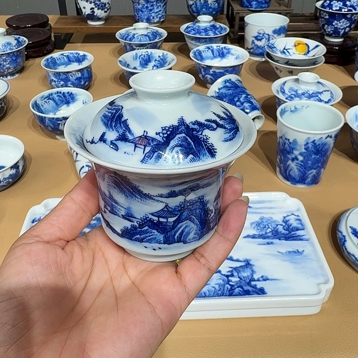 景德镇纯手绘盖碗