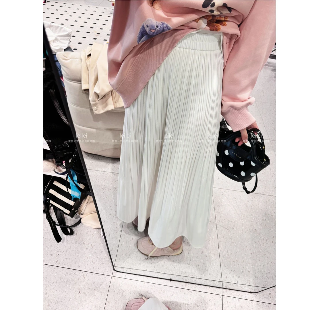 晶咕【无尽夏】韩系全松紧高腰褶皱A字半身裙