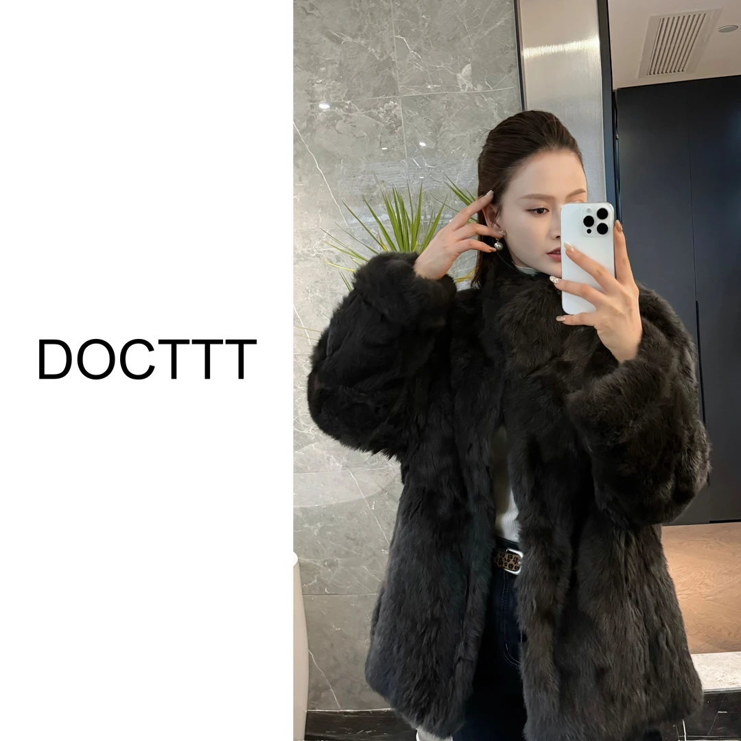 《DCT》暗香幽梦*一手长单排扣兔毛毛绒外套D25234
