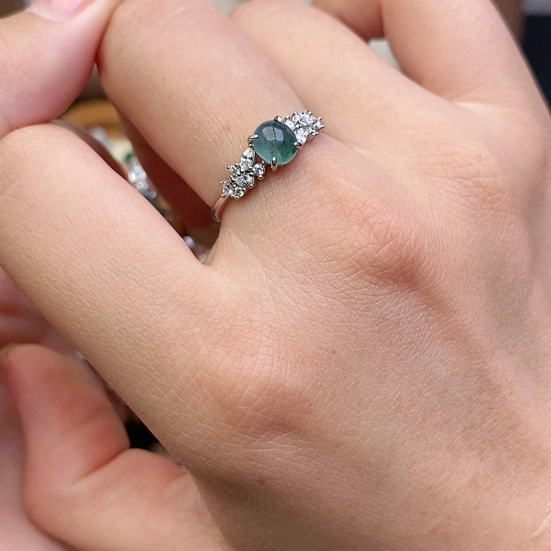 翡翠银S925镶嵌戒指