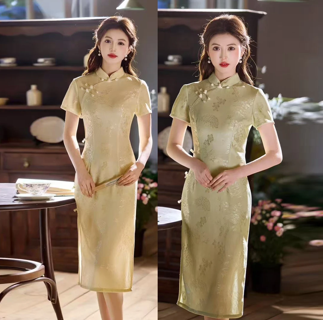 【可夏】夏季款新款短袖复古新中式旗袍日常修身显瘦连衣裙