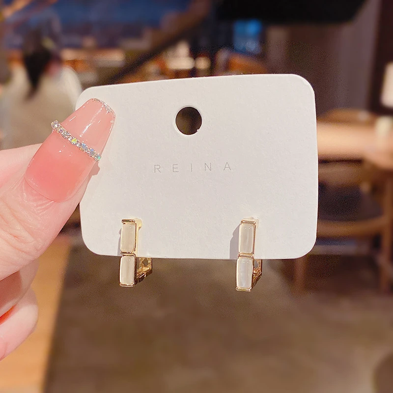 黄铜耳饰 S925银针几何形耳钉简约气质超仙网红同款耳环耳饰品