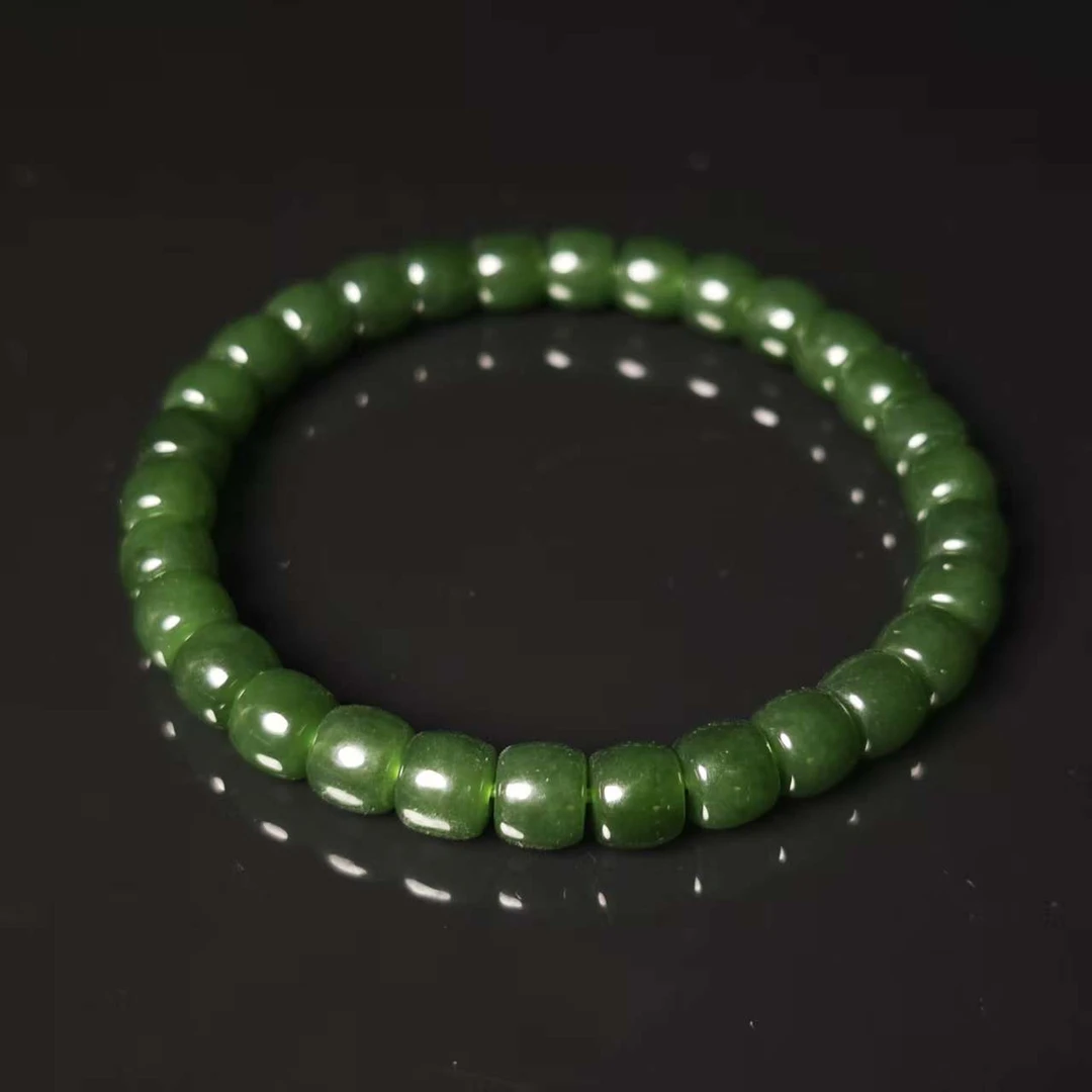 lot7052 手串 和田玉碧玉 7mm*30颗 17.1g