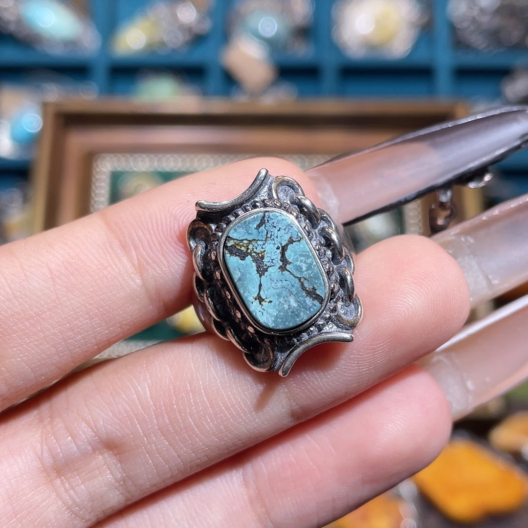 绿松石银S925镶嵌戒指