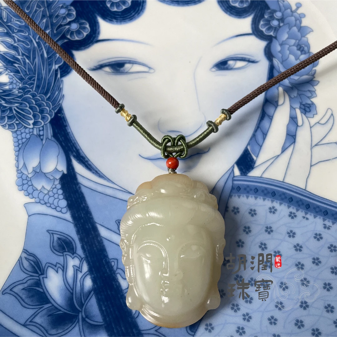 【胡润高货】M218慈颜观音头佩44.50g