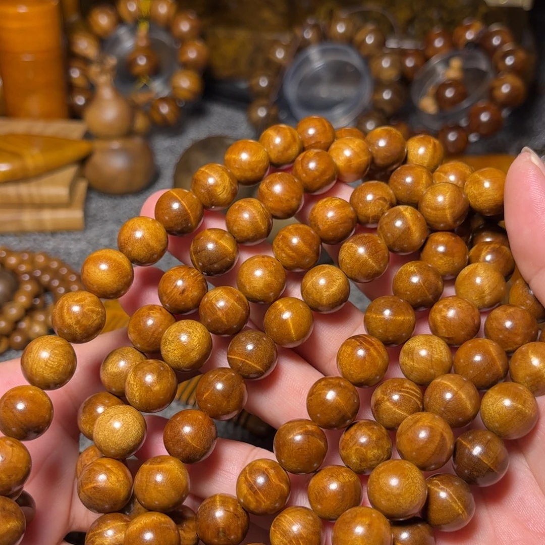 金丝楠枯木花纹佛珠1.2