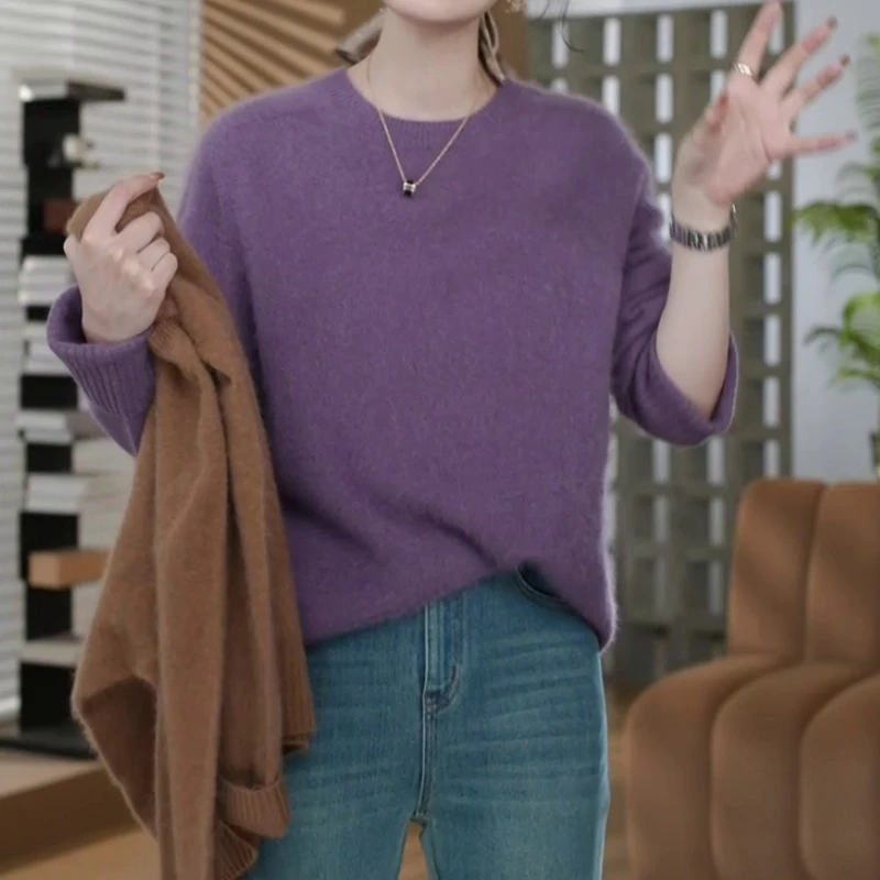 慵懒风休闲长袖衬衫2025秋冬新款设计感简约百搭通勤显瘦圆领上衣