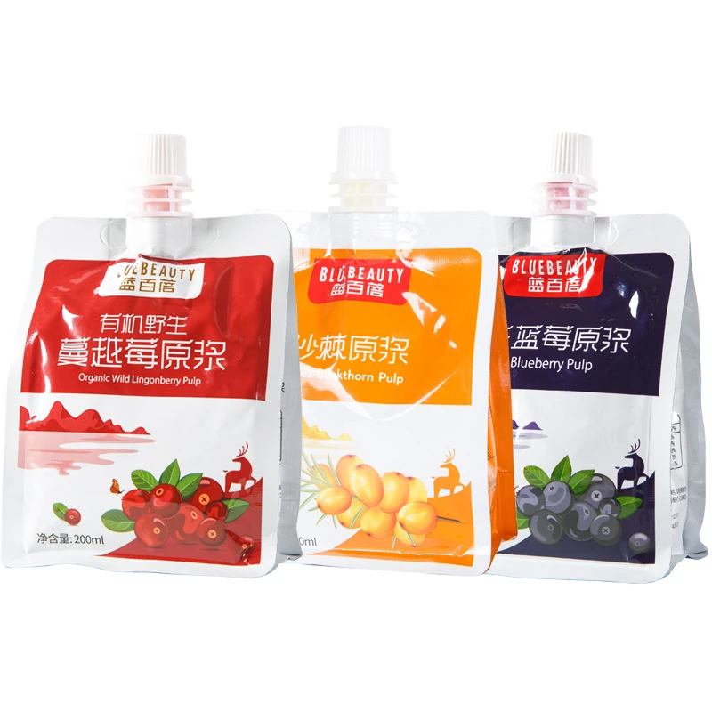 蓝百蓓100%野生蓝莓/蔓越莓/沙棘原浆200mlx6袋