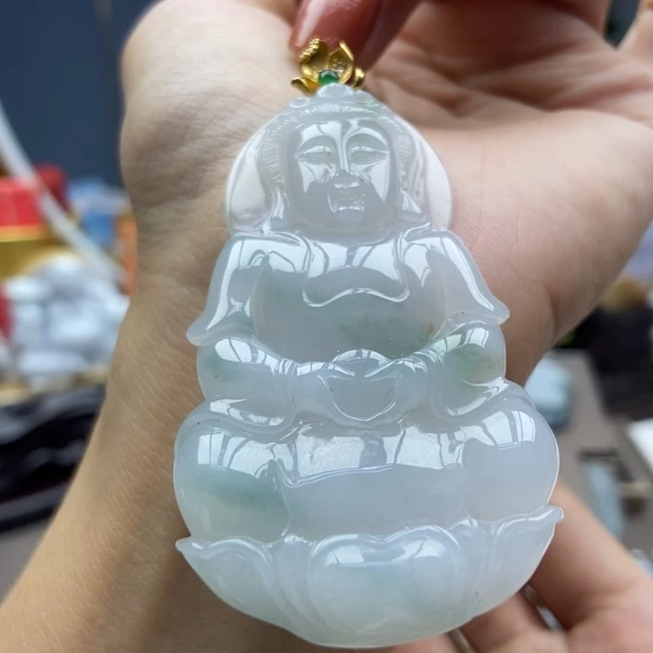 翡翠18K金镶嵌颈饰吊坠35