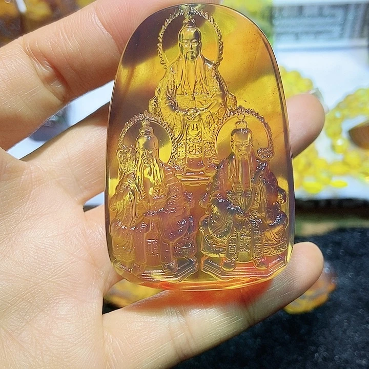 琥珀颈饰未镶嵌三清