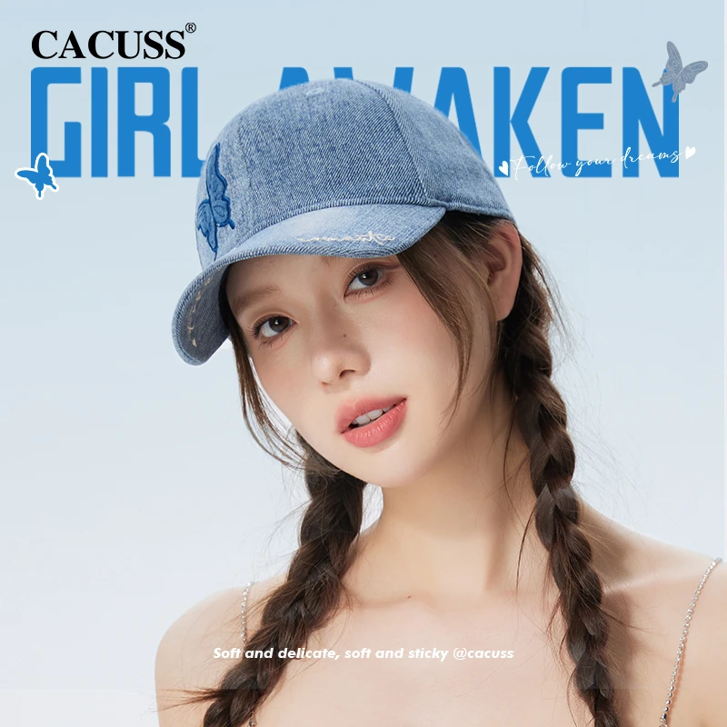 【舞蝶】Cacuss双生蝶帽子女款夏季潮流牛仔遮阳帽鸭舌帽刺绣棒球帽