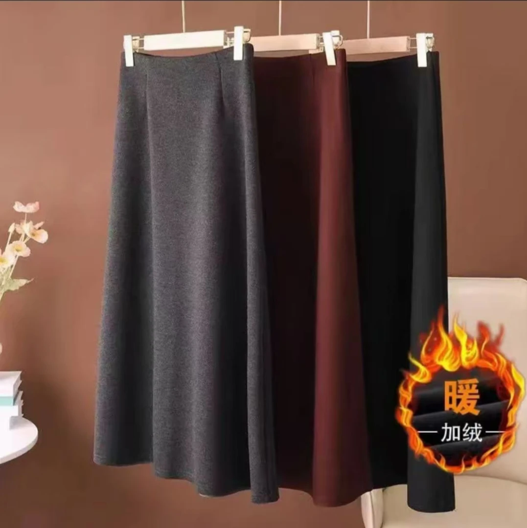 高品质醋酸羊毛半身裙2025新款加厚高腰显瘦气质大摆半身裙+2裙长