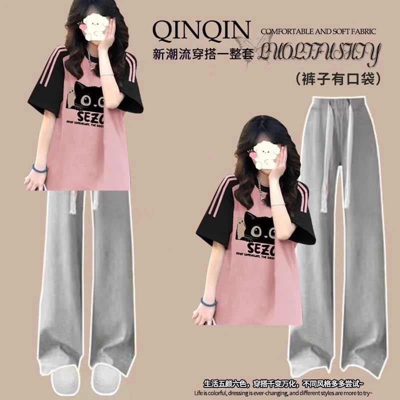 初高中学生时尚运动套装夏季爆款16-18岁少女大童潮牌时尚两件套