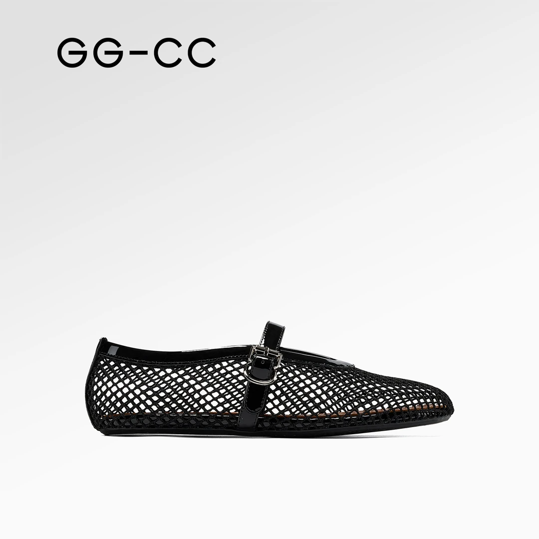 GG-CC【椰林岛屿】法式编织平底渔网鞋女2025夏季芭蕾风6701