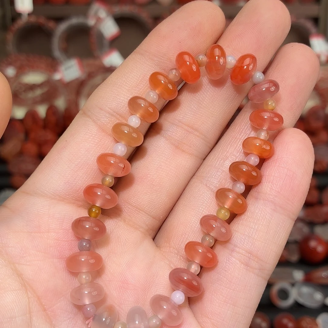 南红玛瑙未镶嵌颈饰算盘珠手串