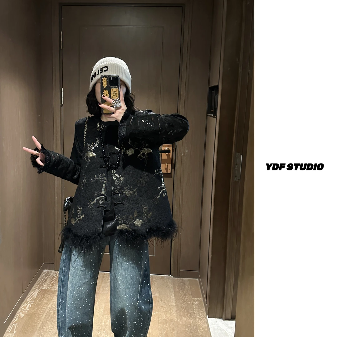 YDFSTUDIO小众【那年花开】早春新中式立体浮雕烫金设计国风马夹