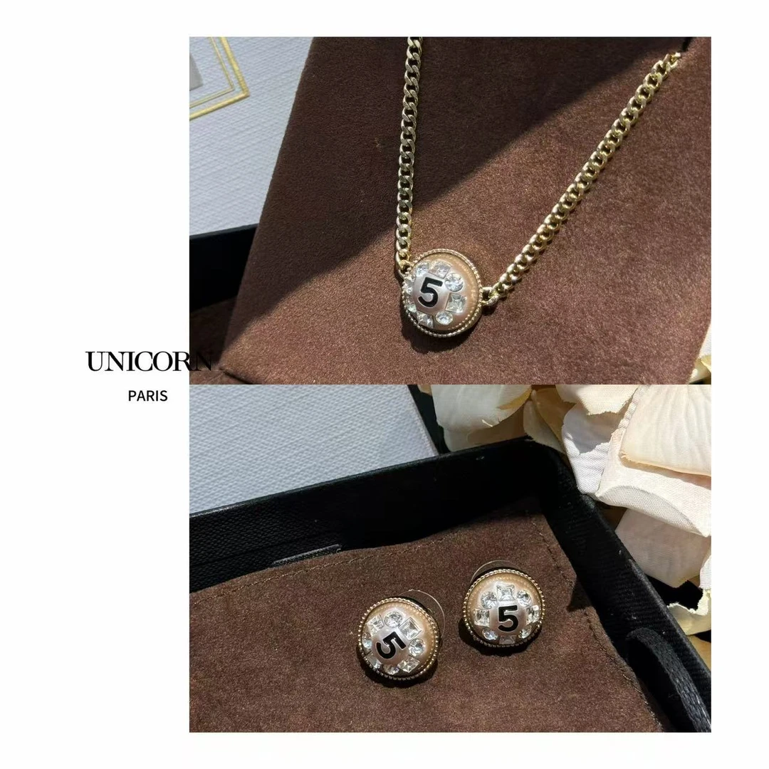 铜合金仿水晶耳饰 【轻奢点缀】奢华百搭圆项链/耳钉 JS0853/ES0458