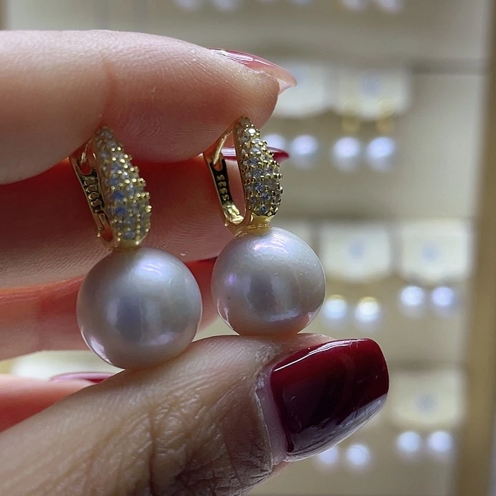 淡水珍珠耳饰银S925镶嵌