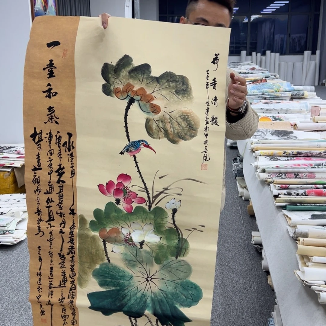 国画卖字画的小男孩