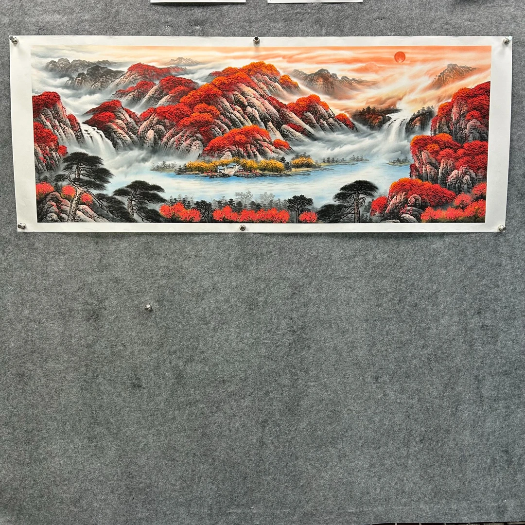 齐振家亲笔手绘山水画【鸿运当头】190*75cm送锦礼盒收藏送礼作品