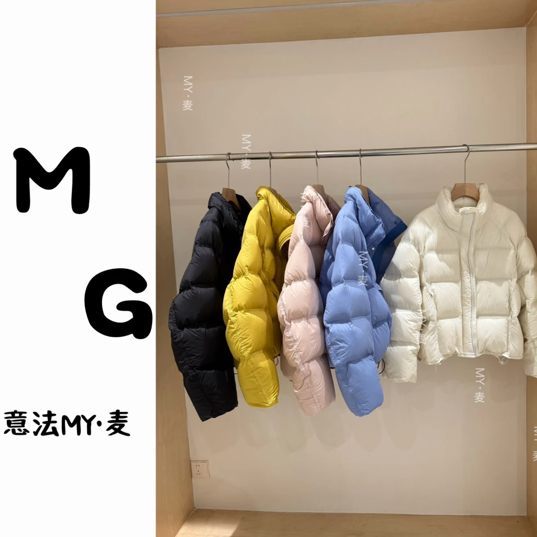 【MIAOGE】韩版设计感立领泡芙感羽绒服女国标90白鸭绒保姆外套