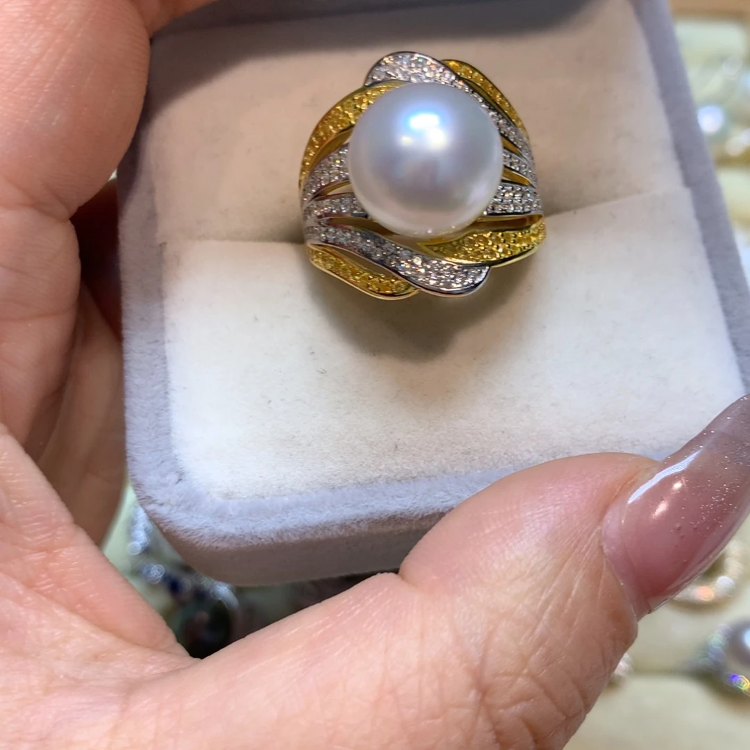 海水珍珠戒指银S925镶嵌