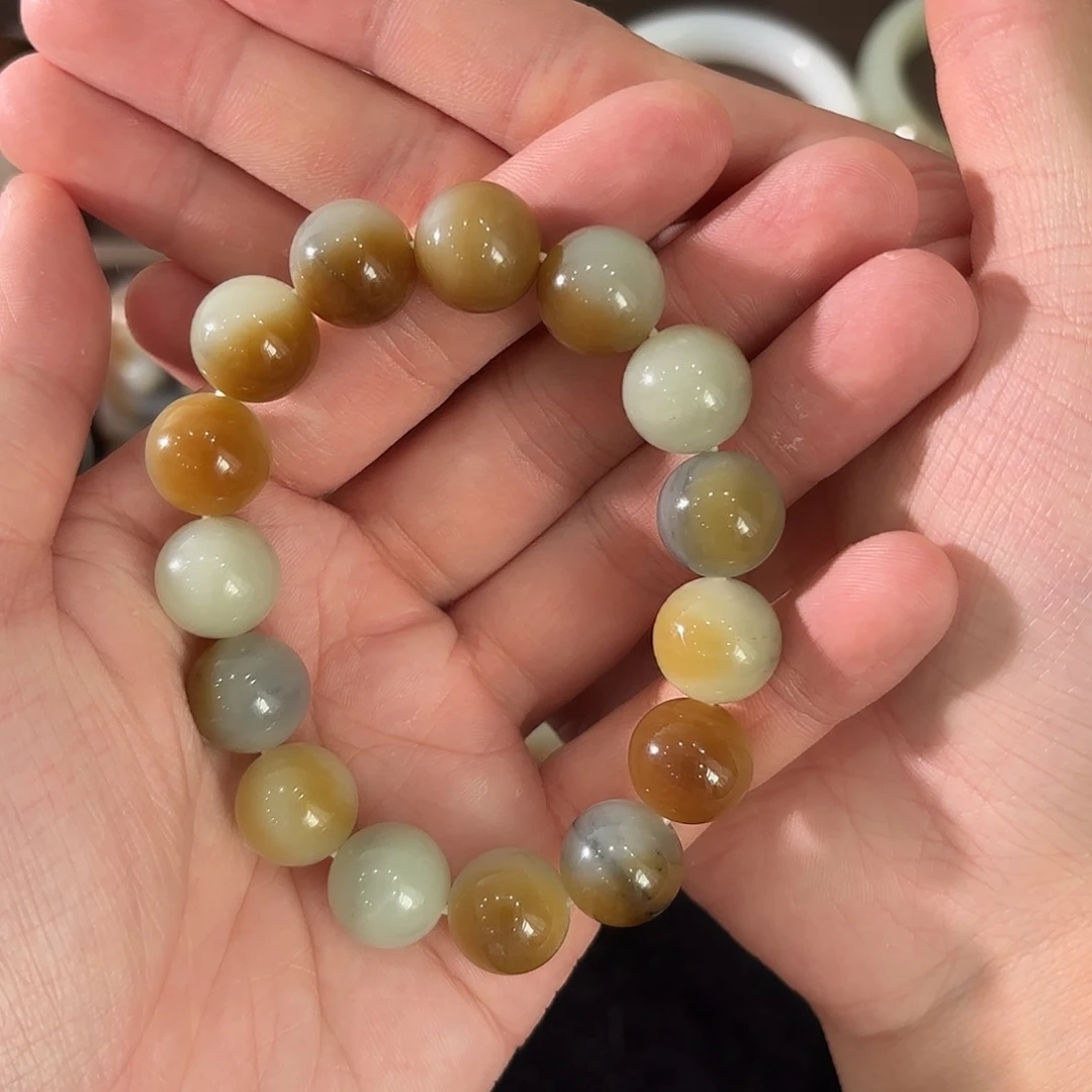 手链未镶嵌和田玉缘*新疆和田玉卡14手串