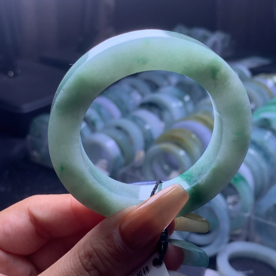 定制翡翠未镶嵌满绿飘绿花51-55正