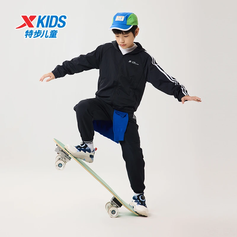 特步儿童冬季新款双层风衣中大童时尚百搭舒适外套675126159003