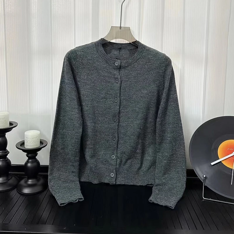 《211》南油高定休闲简约纯色长袖气质百搭针织开衫