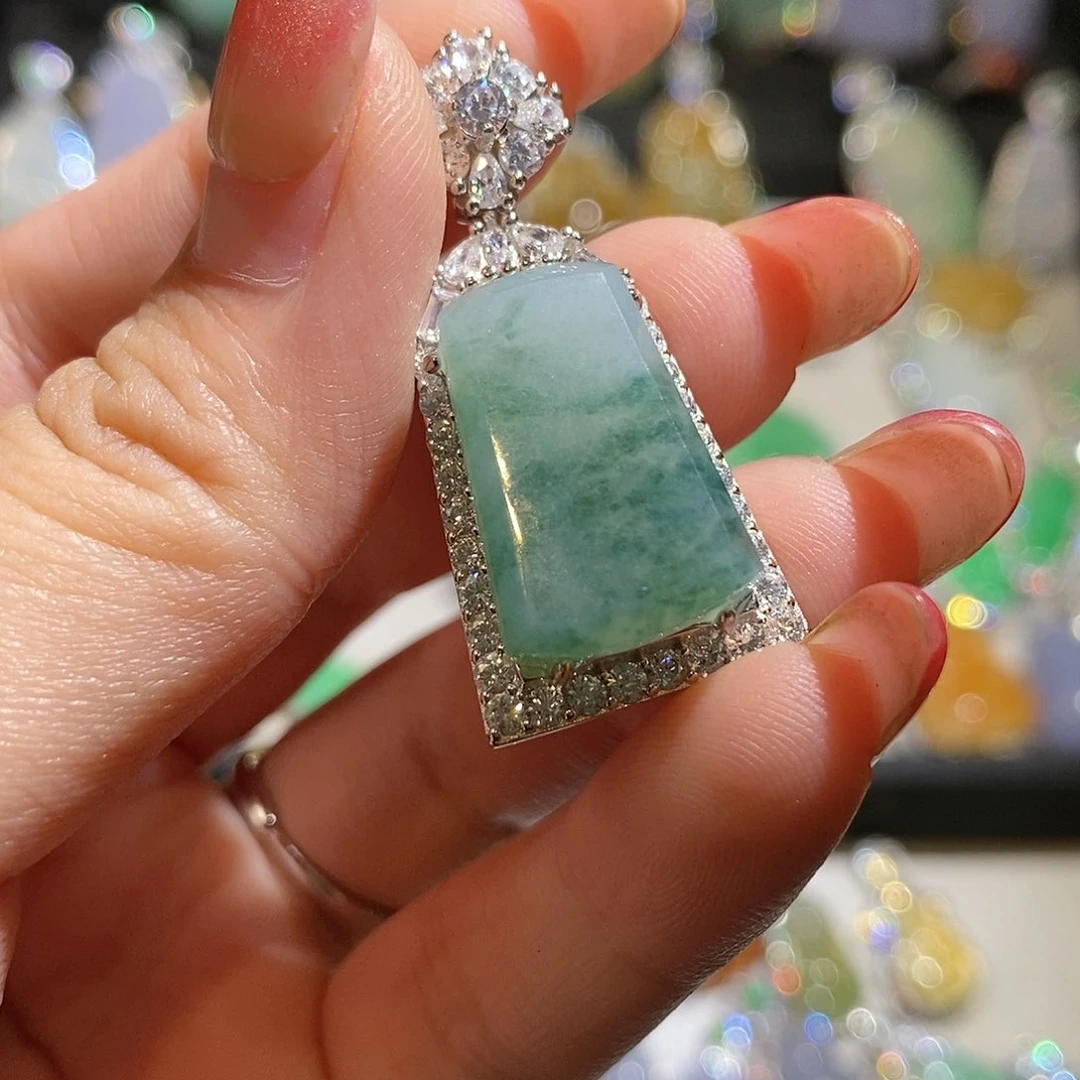 翡翠银S925镶嵌颈饰天然翡翠