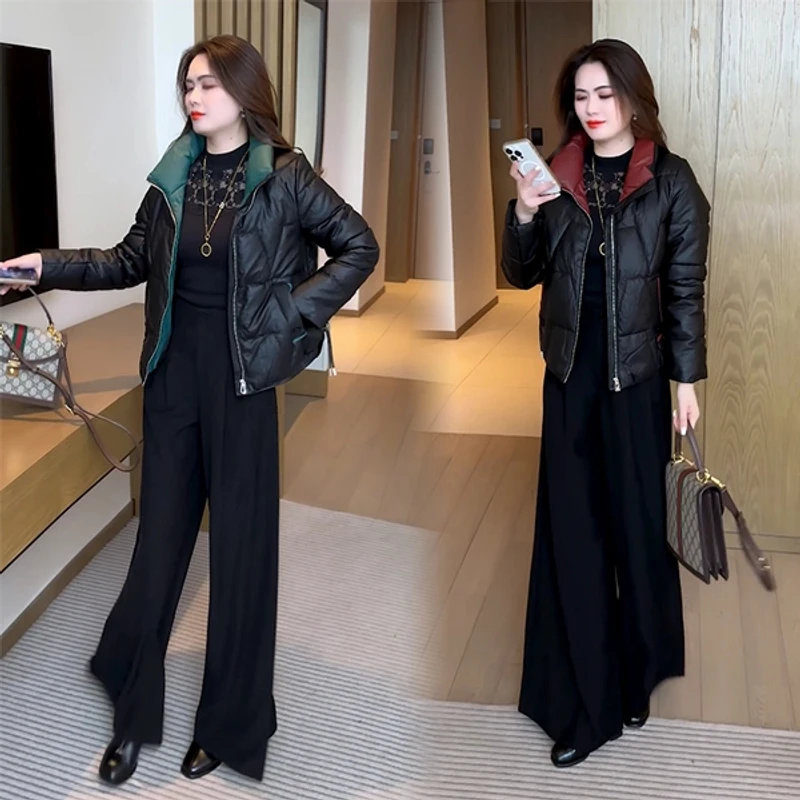 冬季新款小个子拼色外套洋气时尚气质保暖棉服外套052保暖棉袄