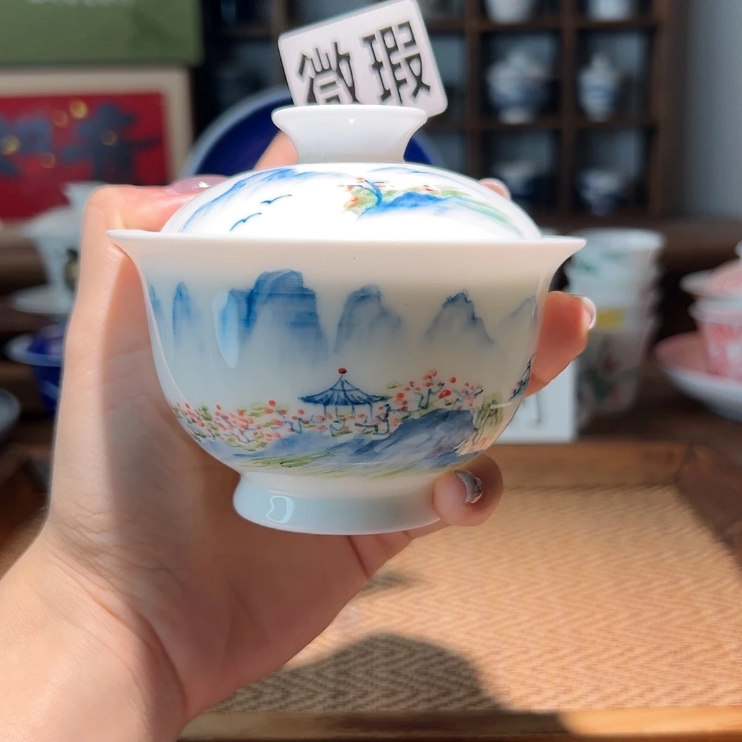 【闪购商品】微瑕 手绘 盖碗