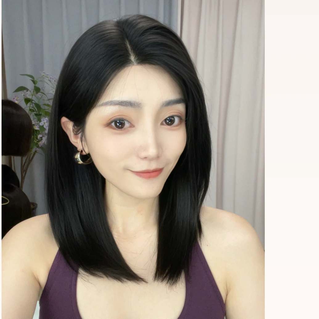 【纳米封边皮感发际线】40cm夏季冰感透气仿真头皮全真发整体假发