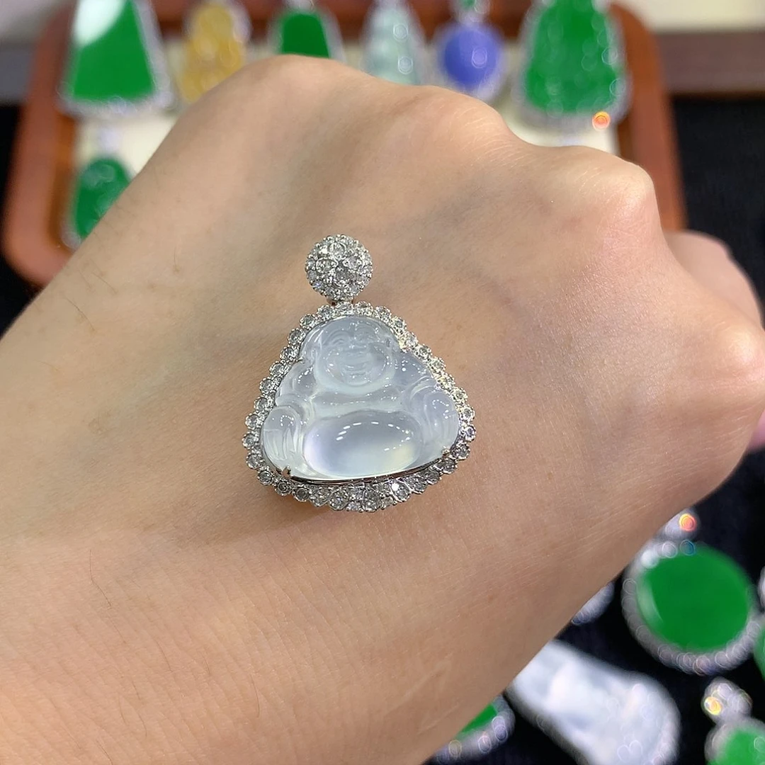 【闪购商品】吊坠(不含链)18K金镶嵌翡翠佛公