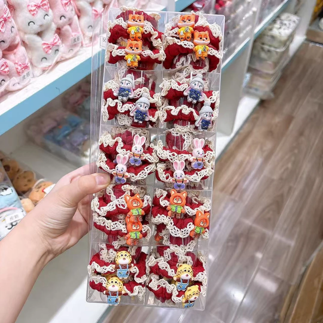 B-1486（满10米飞）d 5个可爱动物蕾丝肠圈头绳   发圈