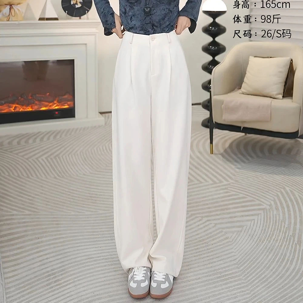 【逸阳断码清仓】天丝羊毛垂感直筒裤宽松显瘦休闲裤窄版阔腿 15-18