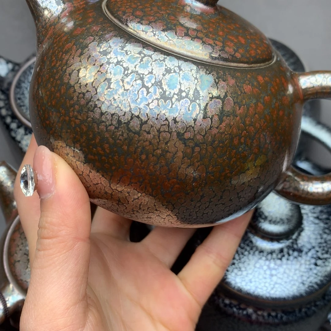 茶盏嘉*建盏铁壶壶原矿