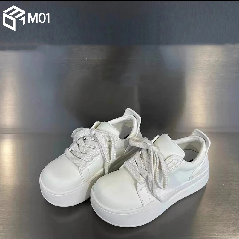 M012025新款厚底百搭大头小白鞋女松糕鞋子休闲面包板芒果娃娃鞋